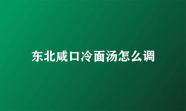 东北咸口冷面汤怎么调