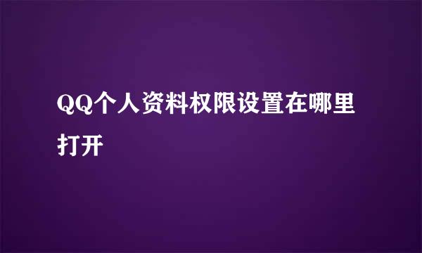 QQ个人资料权限设置在哪里打开