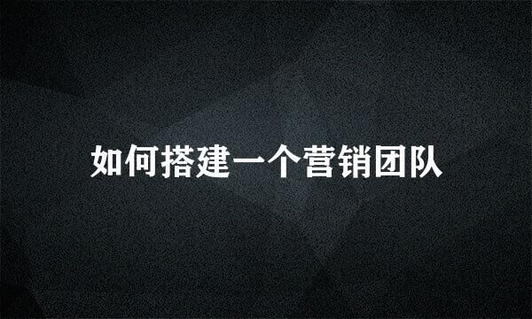 如何搭建一个营销团队