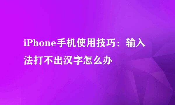 iPhone手机使用技巧：输入法打不出汉字怎么办