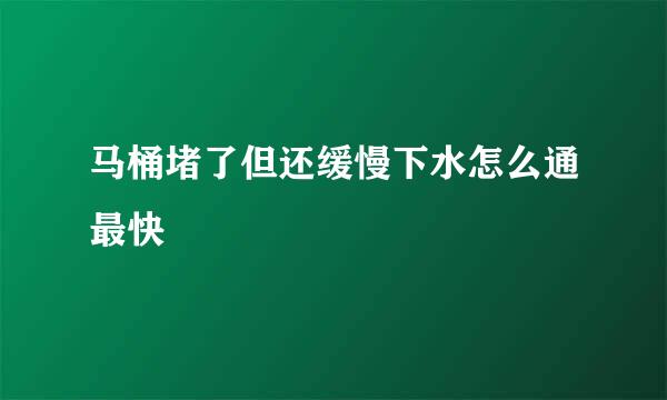 马桶堵了但还缓慢下水怎么通最快