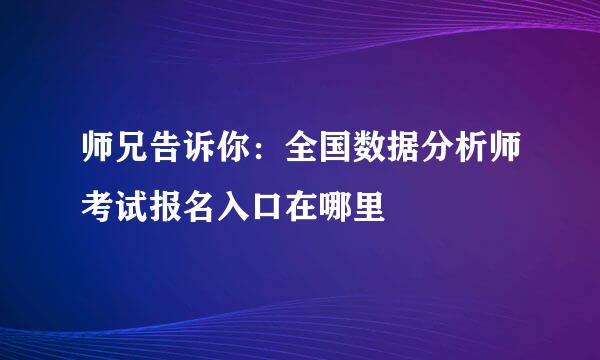 师兄告诉你：全国数据分析师考试报名入口在哪里