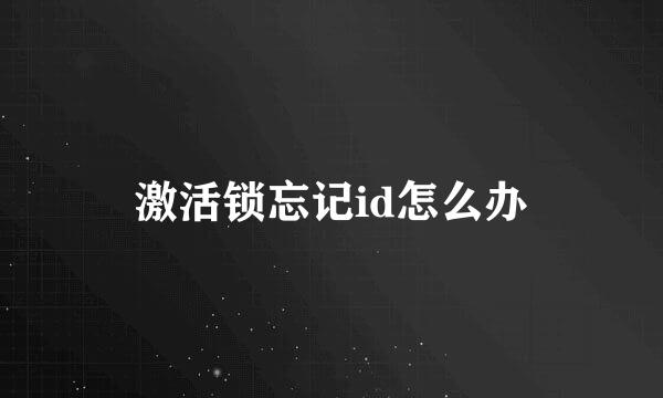 激活锁忘记id怎么办