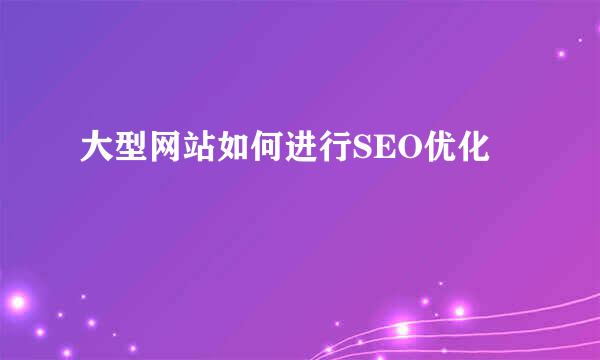 大型网站如何进行SEO优化