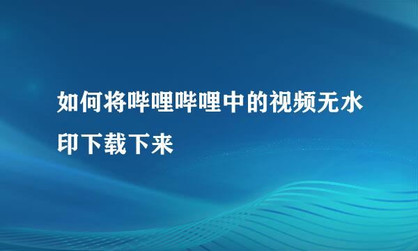 如何将哔哩哔哩中的视频无水印下载下来