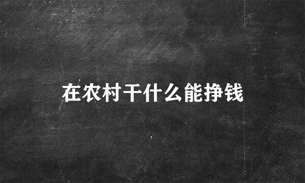 在农村干什么能挣钱