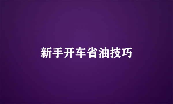 新手开车省油技巧