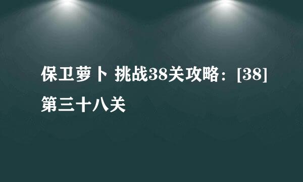 保卫萝卜 挑战38关攻略：[38]第三十八关