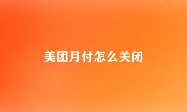 美团月付怎么关闭