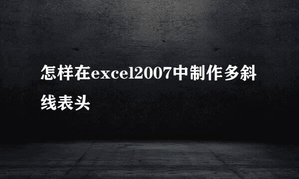 怎样在excel2007中制作多斜线表头