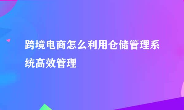 跨境电商怎么利用仓储管理系统高效管理