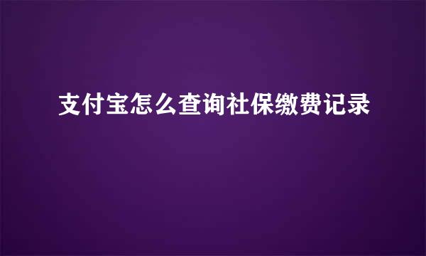 支付宝怎么查询社保缴费记录