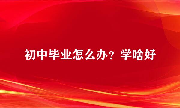 初中毕业怎么办？学啥好