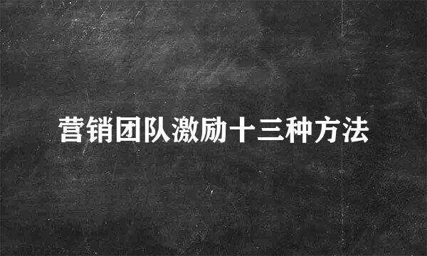 营销团队激励十三种方法