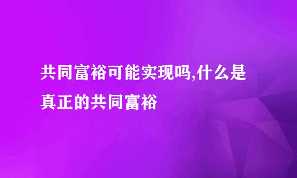 共同富裕可能实现吗,什么是真正的共同富裕