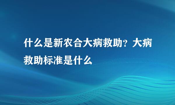 什么是新农合大病救助？大病救助标准是什么