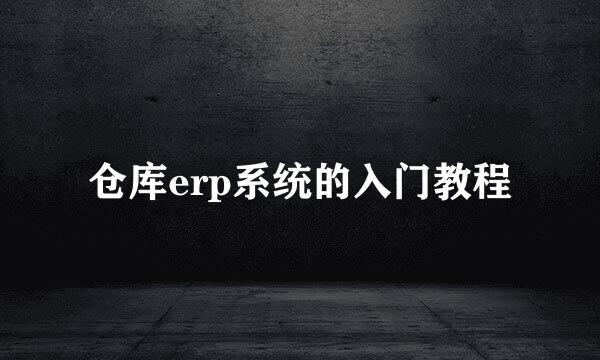 仓库erp系统的入门教程