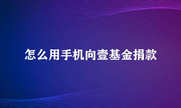 怎么用手机向壹基金捐款