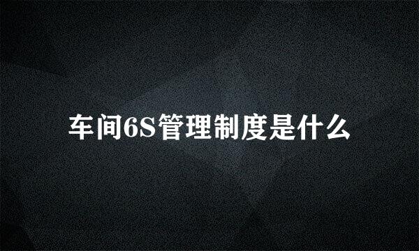 车间6S管理制度是什么