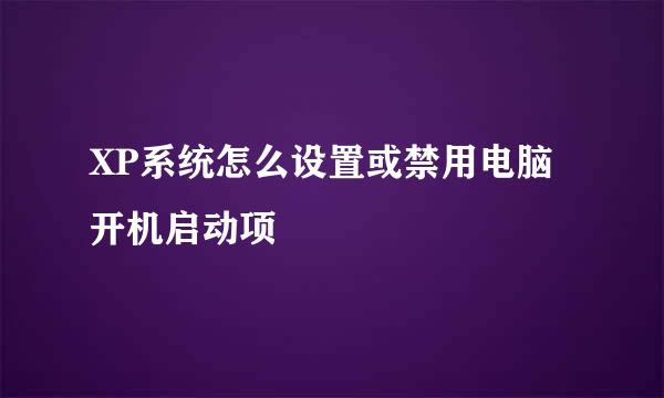 XP系统怎么设置或禁用电脑开机启动项