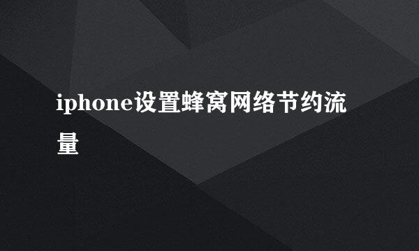 iphone设置蜂窝网络节约流量