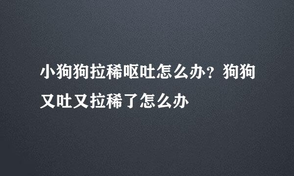 小狗狗拉稀呕吐怎么办？狗狗又吐又拉稀了怎么办