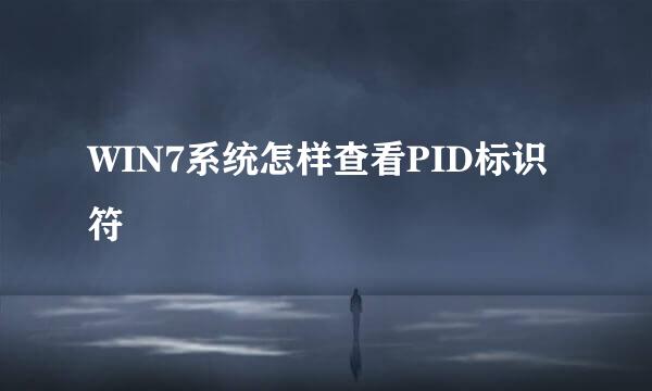 WIN7系统怎样查看PID标识符