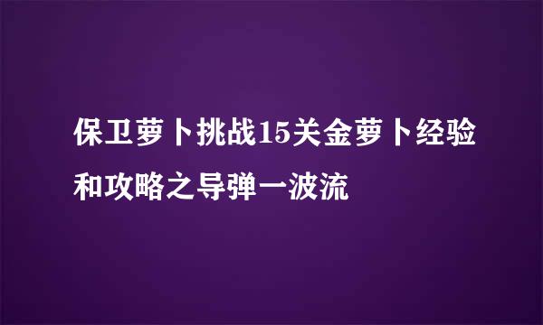 保卫萝卜挑战15关金萝卜经验和攻略之导弹一波流