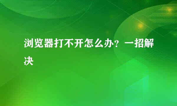 浏览器打不开怎么办？一招解决