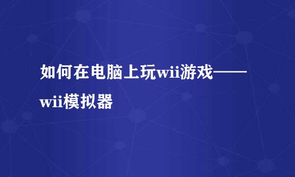 如何在电脑上玩wii游戏——wii模拟器