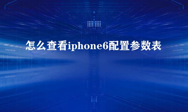 怎么查看iphone6配置参数表