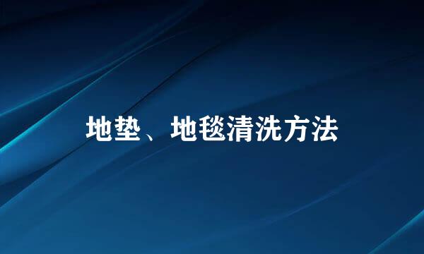 地垫、地毯清洗方法