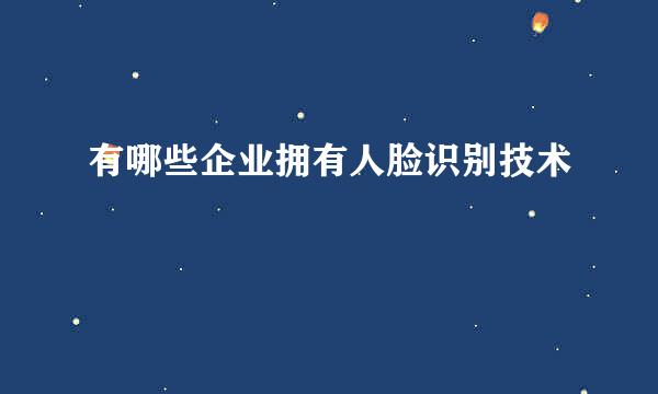 有哪些企业拥有人脸识别技术