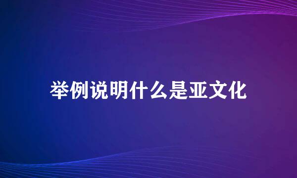 举例说明什么是亚文化