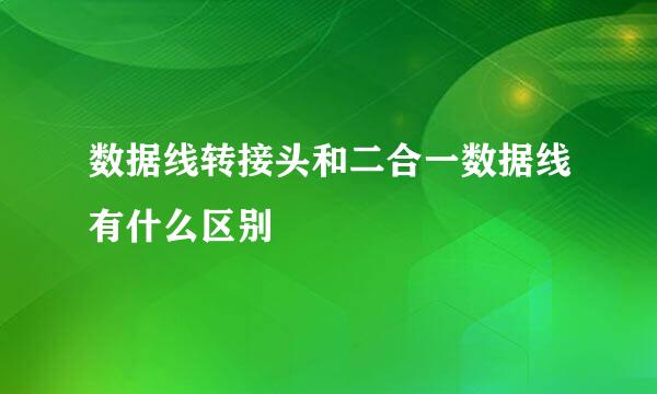 数据线转接头和二合一数据线有什么区别