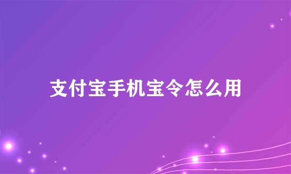 支付宝手机宝令怎么用