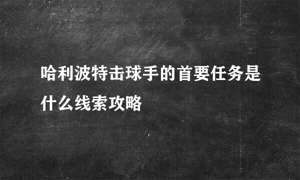 哈利波特击球手的首要任务是什么线索攻略