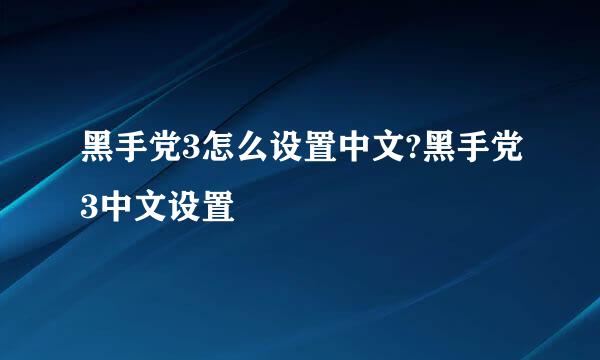 黑手党3怎么设置中文?黑手党3中文设置