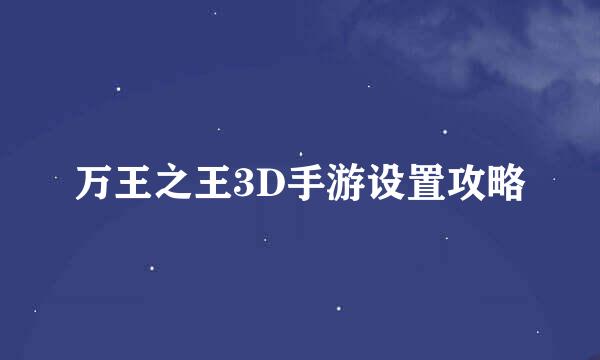 万王之王3D手游设置攻略