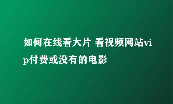 如何在线看大片 看视频网站vip付费或没有的电影