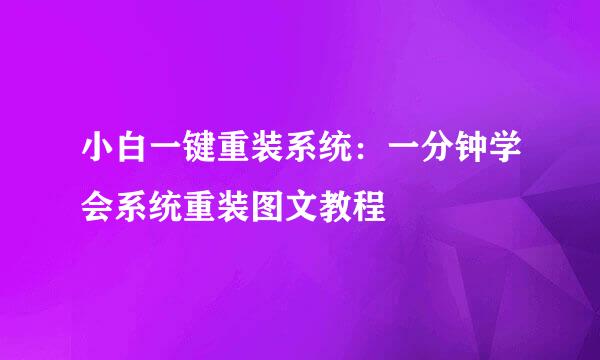 小白一键重装系统：一分钟学会系统重装图文教程