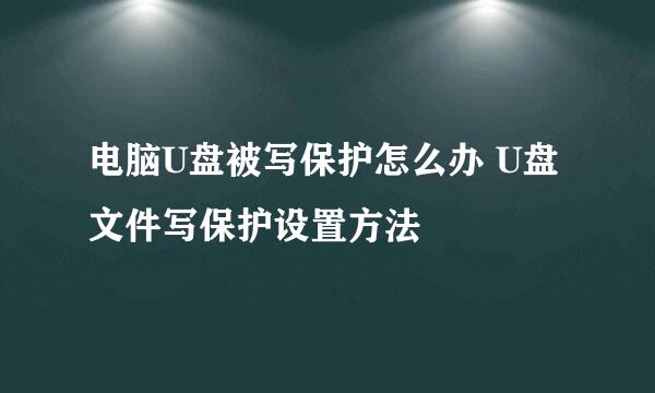 电脑U盘被写保护怎么办 U盘文件写保护设置方法