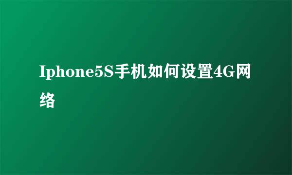 Iphone5S手机如何设置4G网络