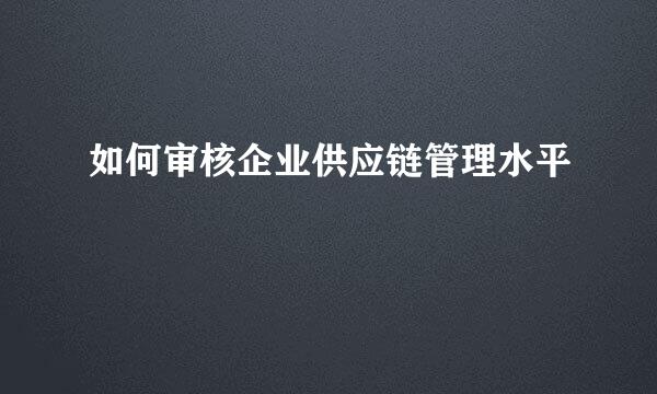 如何审核企业供应链管理水平