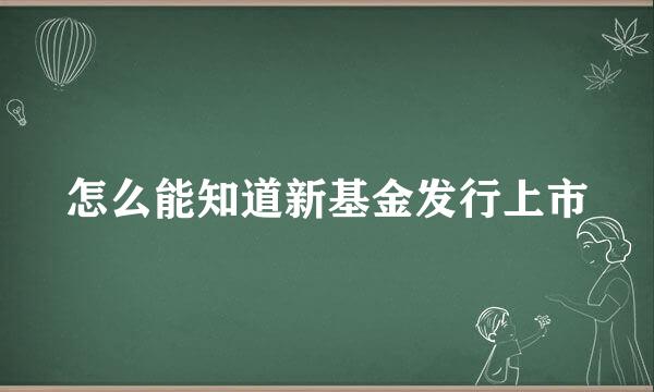 怎么能知道新基金发行上市