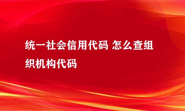 统一社会信用代码 怎么查组织机构代码