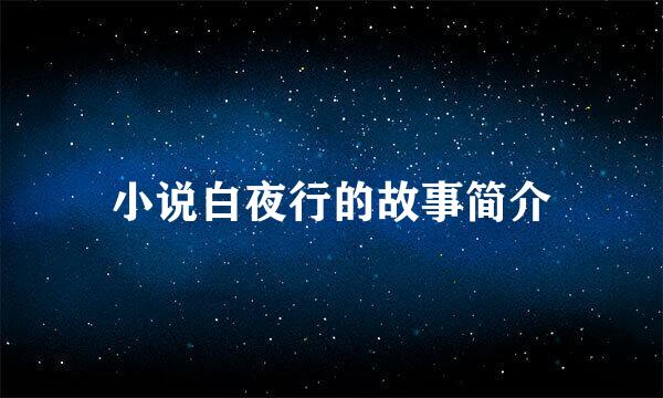 小说白夜行的故事简介