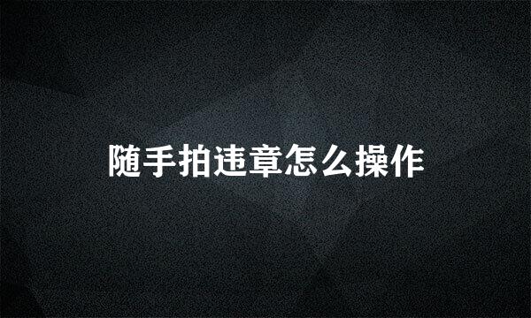 随手拍违章怎么操作