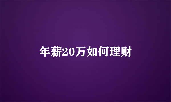 年薪20万如何理财