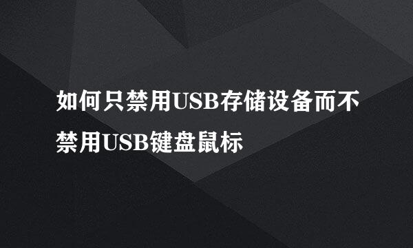 如何只禁用USB存储设备而不禁用USB键盘鼠标